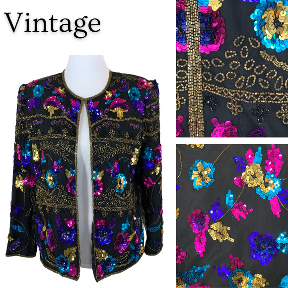 Y2K Sequin Top Evening Cocktail Holiday Party Christmas New Years Winter Wedding - Picture 1 of 12